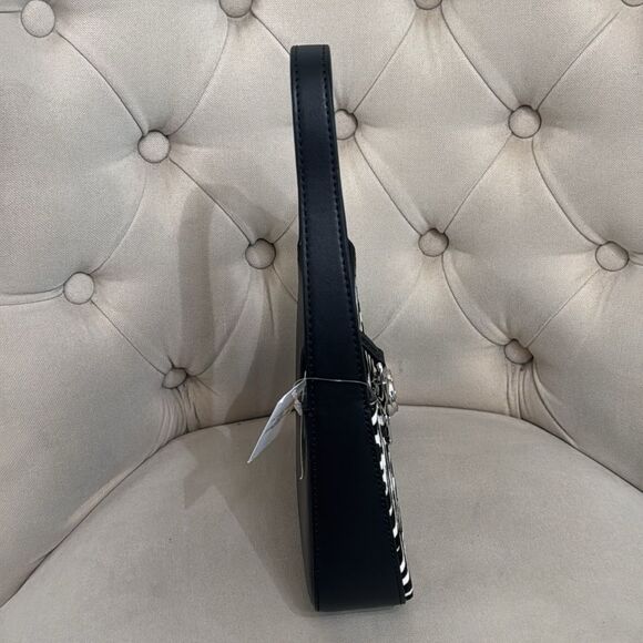 Michael Kors Lyra Black and White Calf Hair Leather Pouchette - Picture 7 of 11